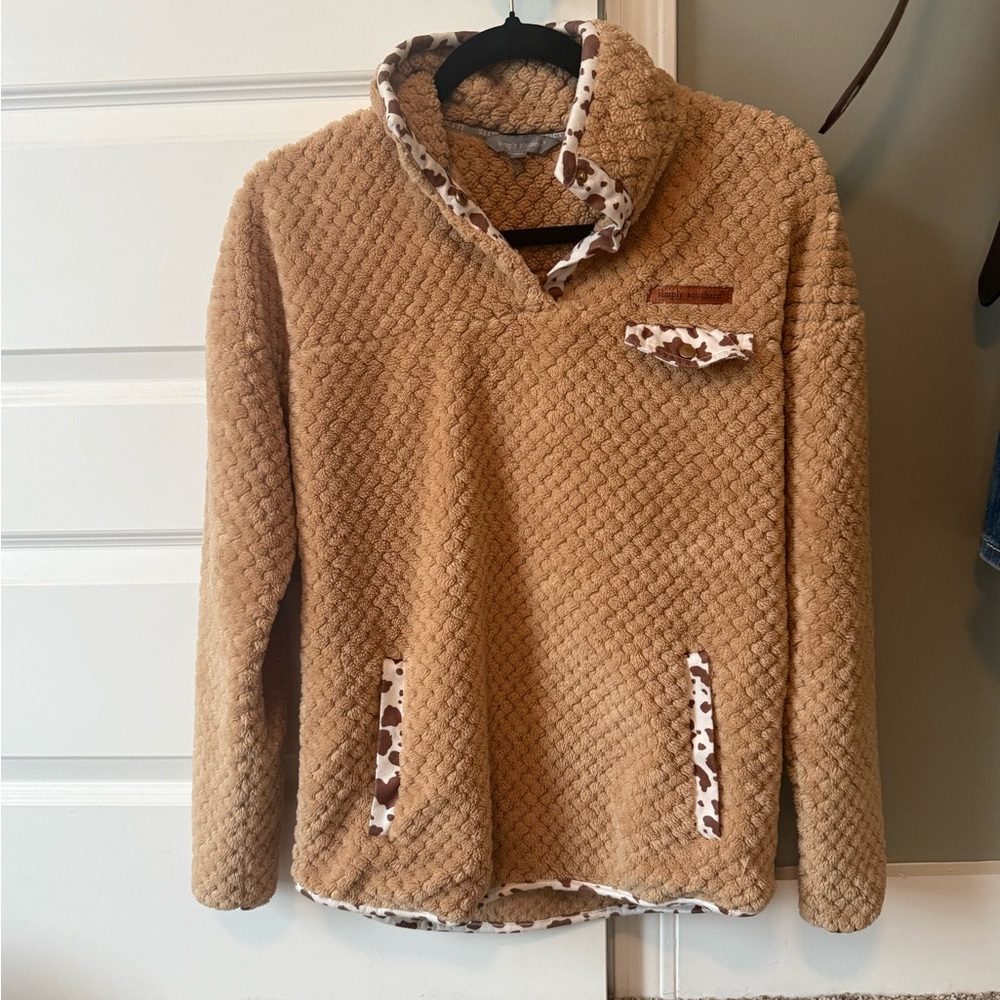 Simply Southern Quilted Pullover with Patterned Trim